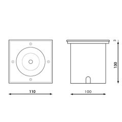 Spot encastrable extérieur GU10 Carré IP67