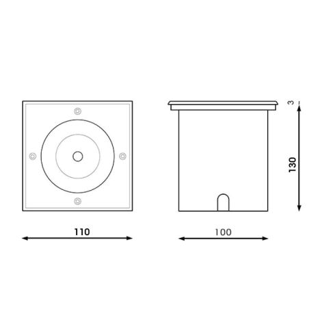 Spot encastrable extérieur GU10 Carré IP67