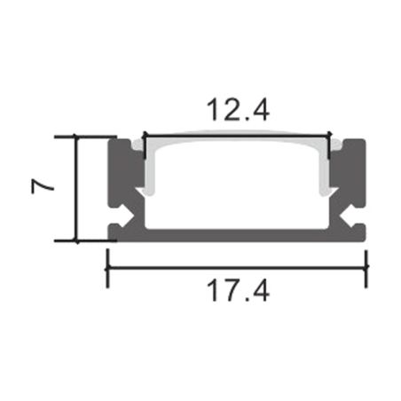 Profilé aluminium Noir Ruban LED 17,4x7mm