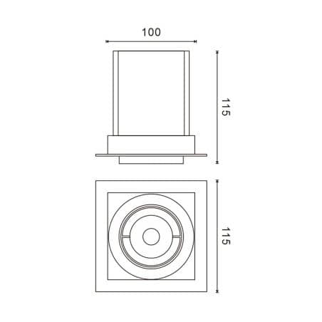 Spot de surface carré orientable 12W Blanc