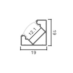 Profilé alu d'angle Laqué Noir Ruban LED 19x19mm