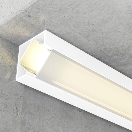 Profilé alu d'angle Laqué Blanc Ruban LED 19x19mm