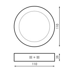 Plafonnier 6W Noir CCT3000K-4000K-6000K