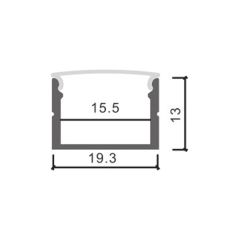 Profilé aluminium Ruban LED 19,3x13mm