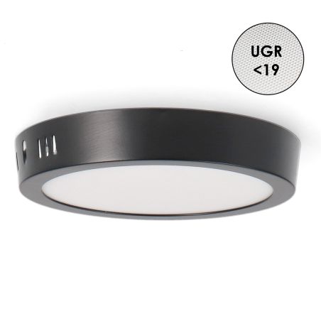 Plafonnier 12W Noir CCT3000K-4000K-6000K
