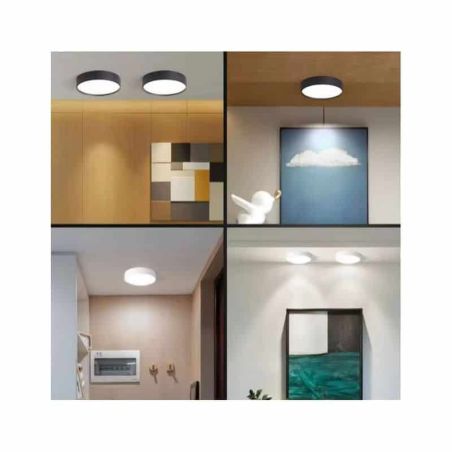 Plafonnier 12W Noir CCT3000K-4000K-6000K