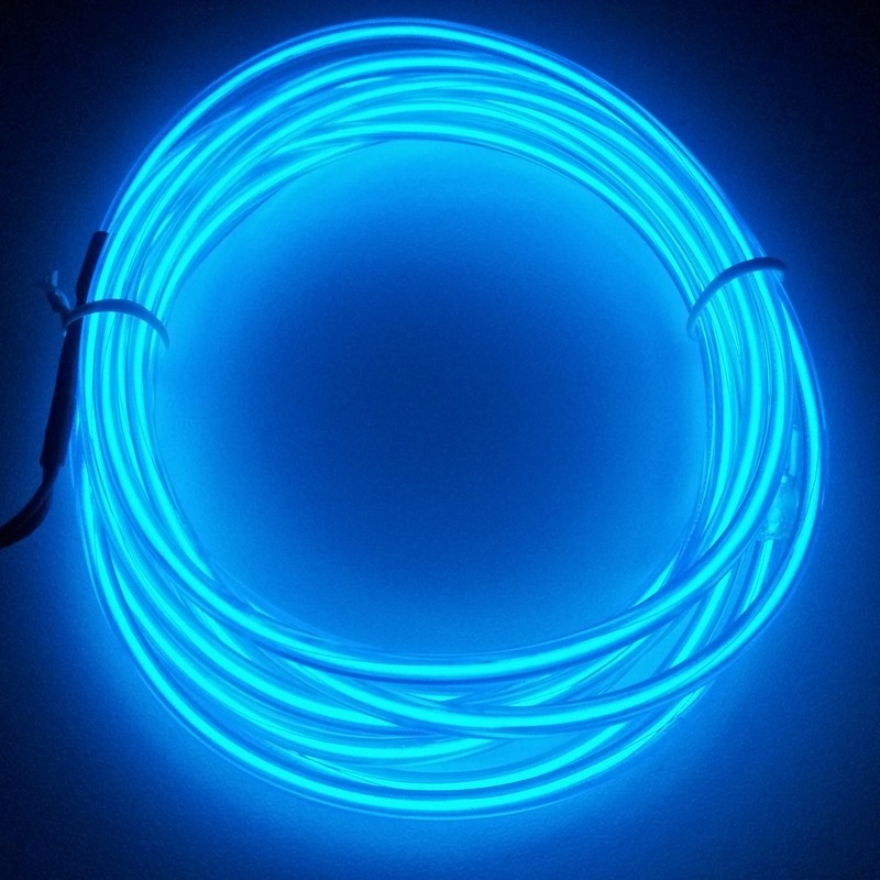 Fil néon flexiforme 2m bleu à piles avec capteur de son